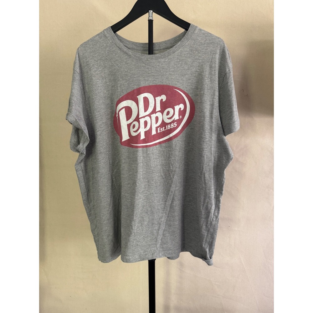 Dr Pepper Logo Graphic T-Shirt Gray 2X Unisex Soda Pop Tee